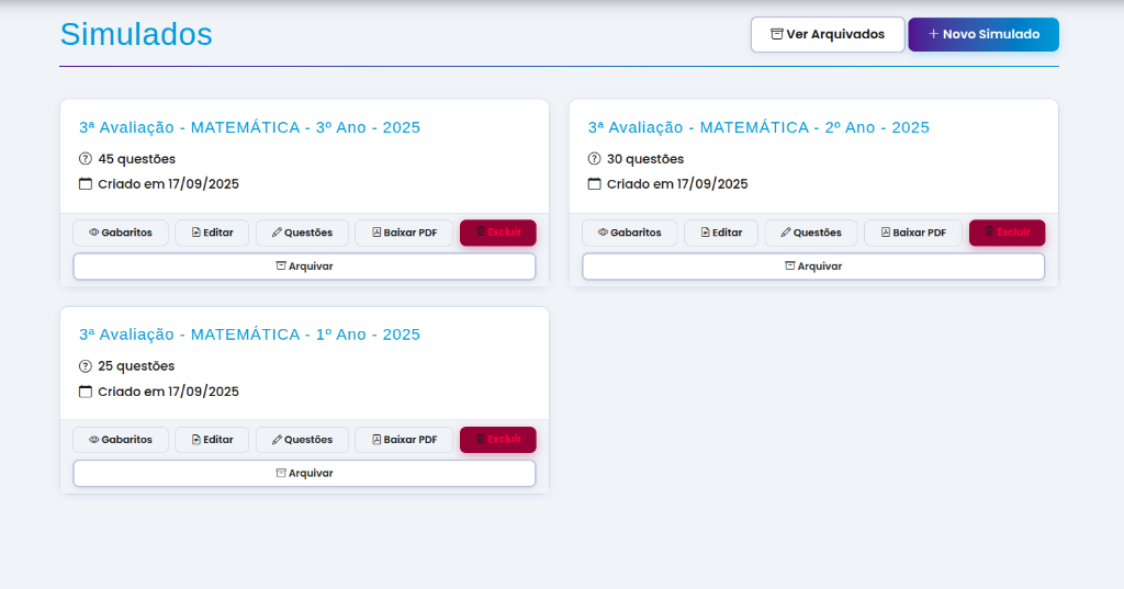 Criação de Simulados
